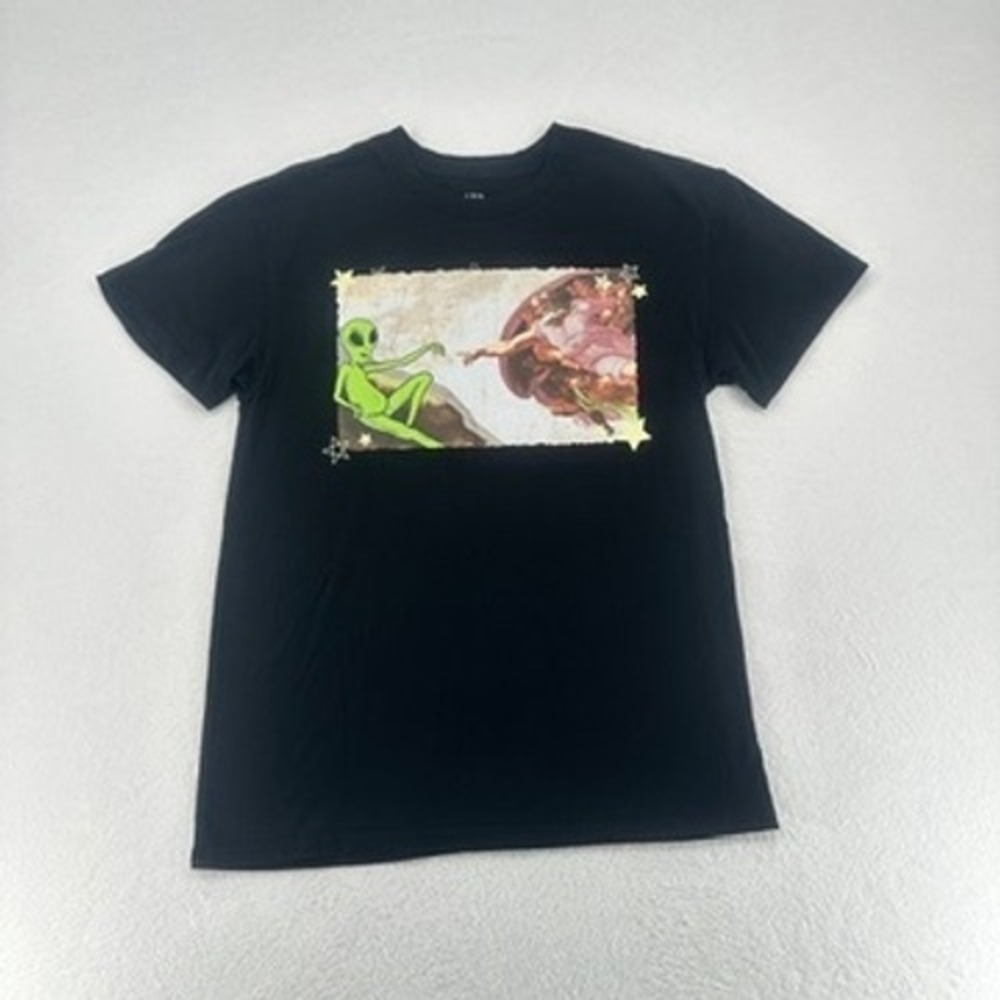 Alien Creation of Adam Parody Graphic T Shirt Black‎ Size L